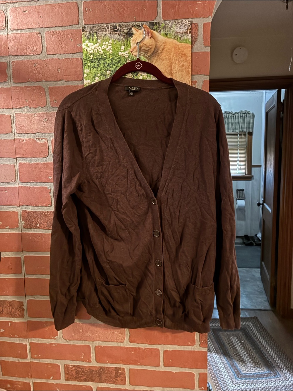 Talbots Brown V-neck Button Front Cardigan
